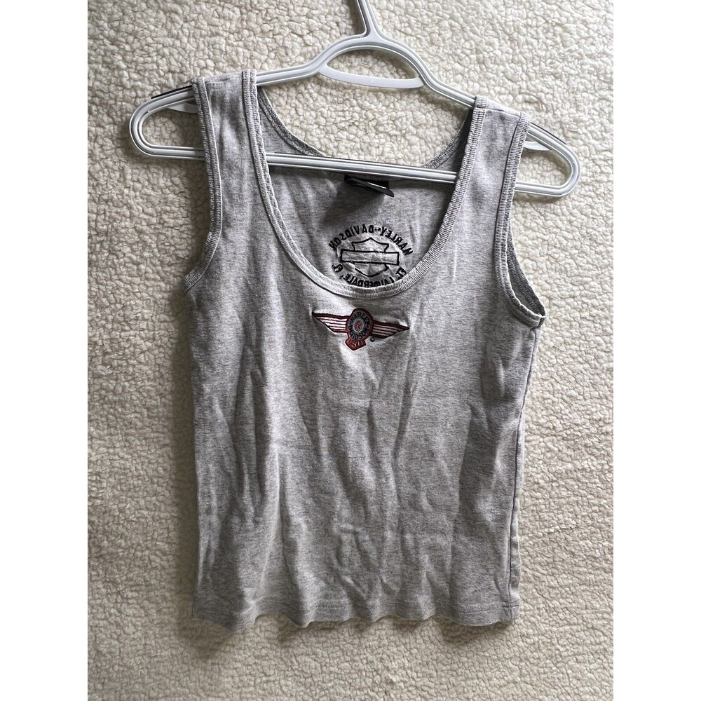 Vintage Harley Davidson Embroidered Gray Tank Top Ft. Lauderdale Size Small